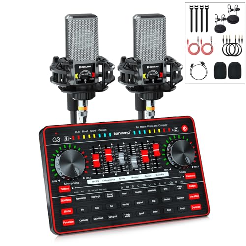 Podcast Microphone Bundle with Audio Mixer, 3.5mm Condenser Microphone, Soundboard with Voice Changer H238006