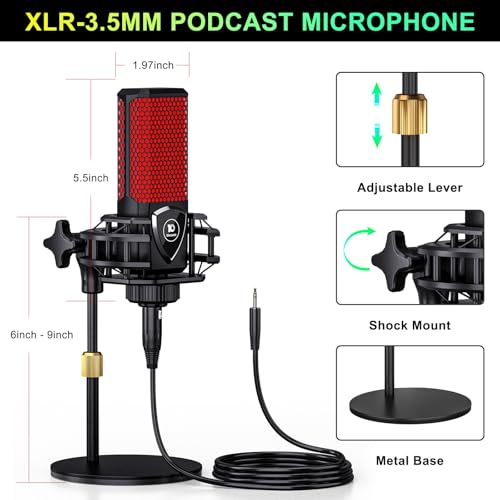 Podcast Microphone Bundle with Audio Mixer, 3.5mm Condenser Microphone, Soundboard with Voice Changer H238006