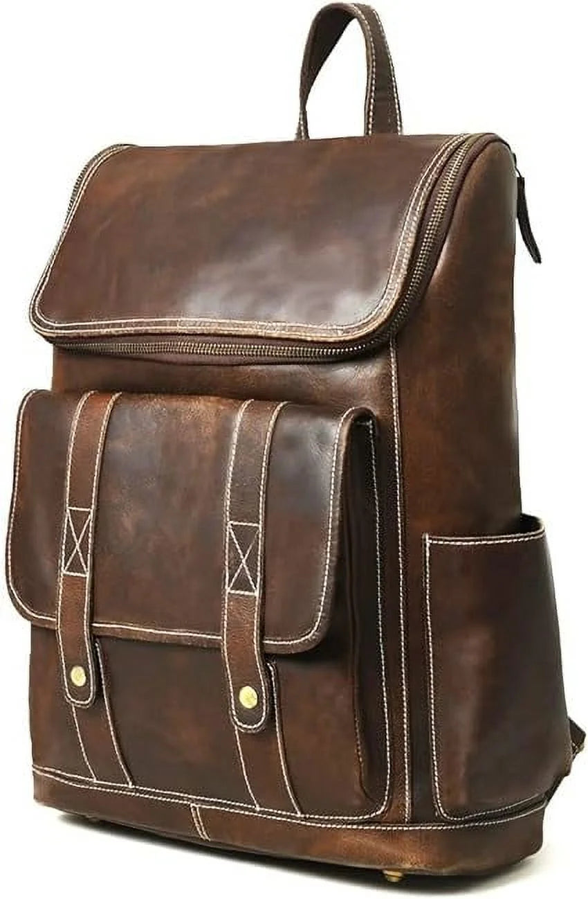 Brown Full Grain Leather Laptop Backpack K442585