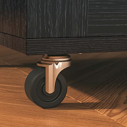 Black Rolling Kitchen Island Cart with Drop-Leaf Countertop, 3 Drawers, Rubberwood Top, on Wheels W894409