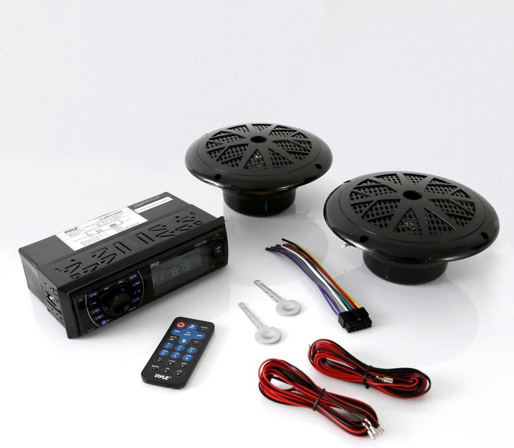 Marine Headunit Receiver Speaker Kit with Bluetooth Waterproof Speakers Pack of 2 Q9313