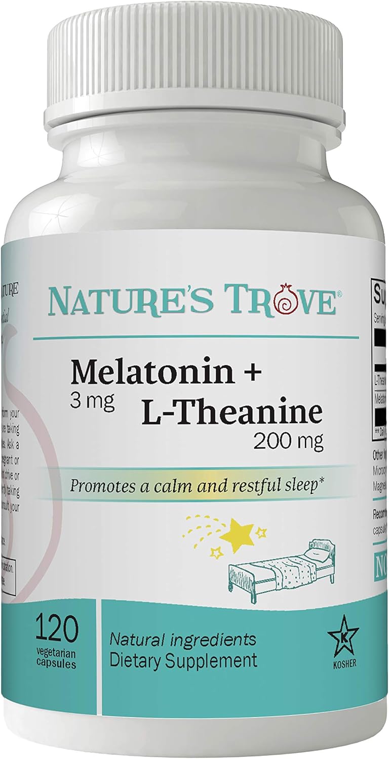 Melatonin 3mg + L Theanine 200mg 120 Kosher Vegetarian Capsules D48351