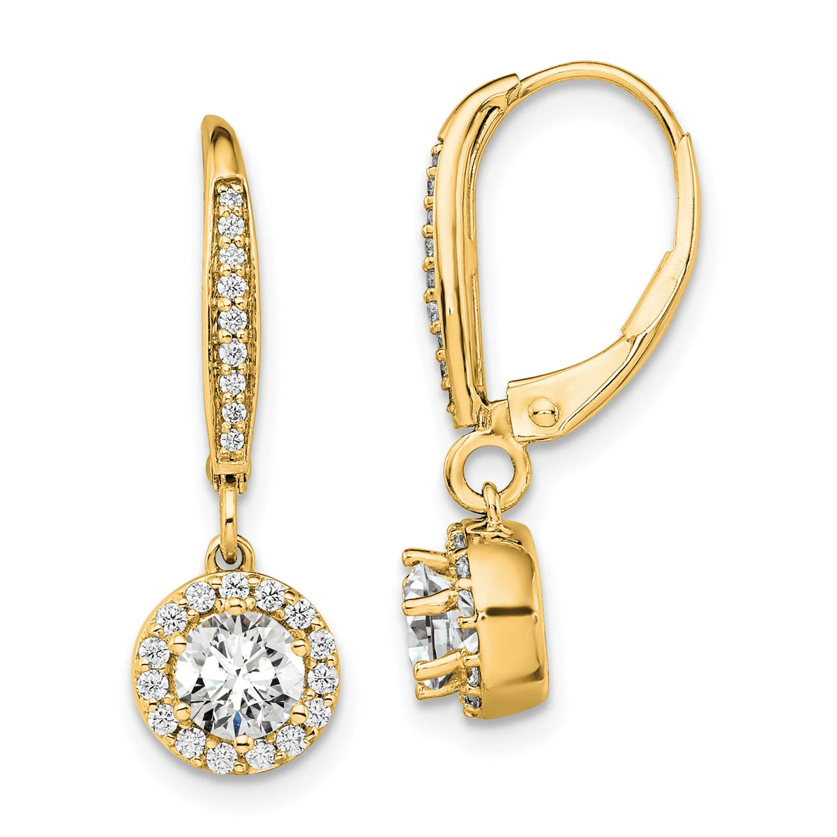 14 Karat Yellow Gold Lab Grown Diamond Drop Earrings B961