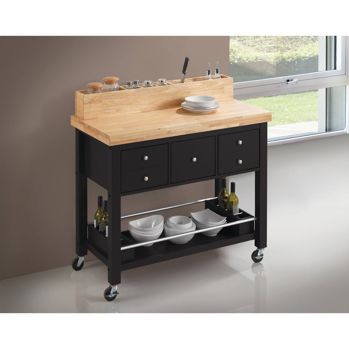 Natural/White Kitchen Cart W375