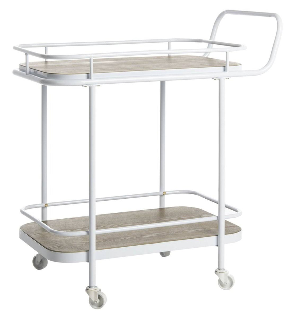 Rustic Oak / Gold 2 Tier Rectangle Bar Cart W4790