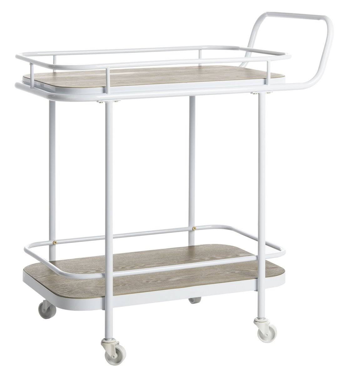 Rustic Oak / Gold 2 Tier Rectangle Bar Cart W4790