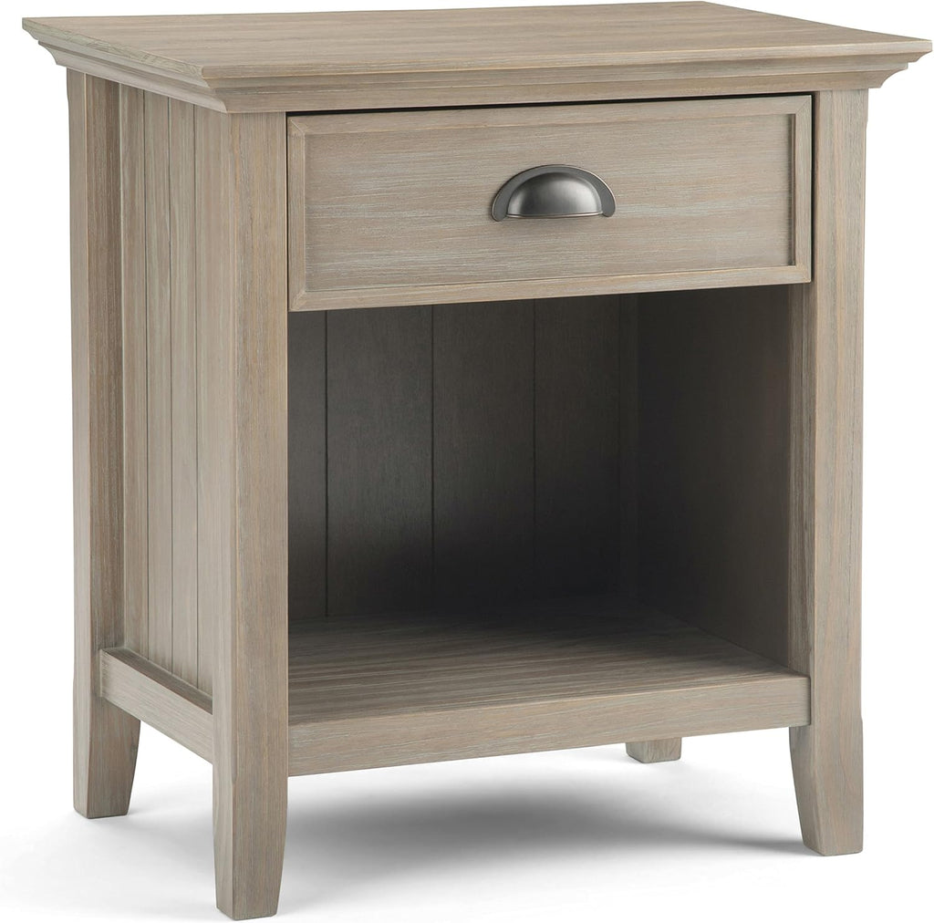 Rustic Natural Aged Brown Solid Wood Night Stand with Storage, 1 Drawer and 1 Shelf A777881