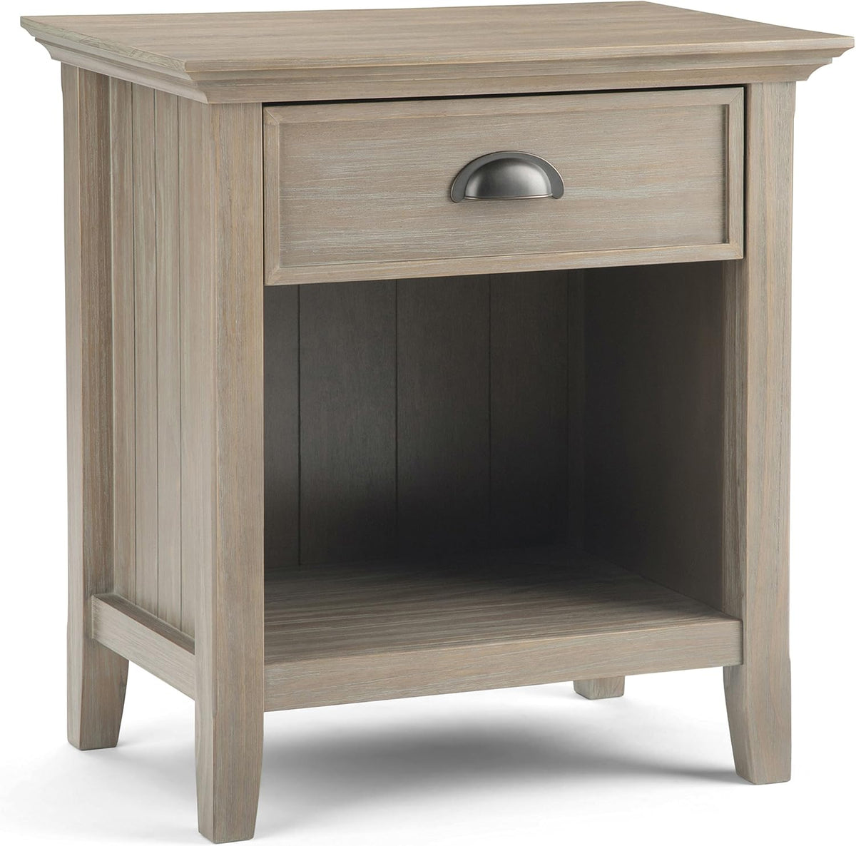 Rustic Natural Aged Brown Solid Wood Night Stand with Storage, 1 Drawer and 1 Shelf A777881