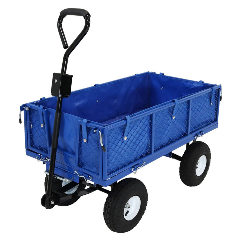 Blue Heavy-Duty Steel Utility Garden Cart with Liner Y6812