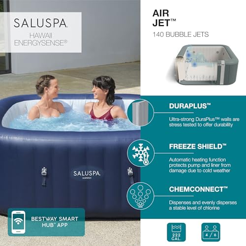 Blue Inflatable Hot Tub with 140 AirJets and EnergySense Cover A35916