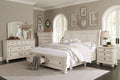 White Queen Size Platform Storage Bed Nightstands Dresser Mirror 6pc Set O8659