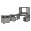Gray L Shaped Desk with Hutch and Lateral File Cabinet Y46583