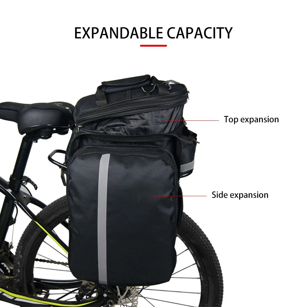 Rear Seat Bag Expandable MTB Bike Rack Bag with Rain Cover J4696