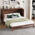Solid Pine Queen Size Murphy Cabinet Wall Bed with Storage Drawers H99463