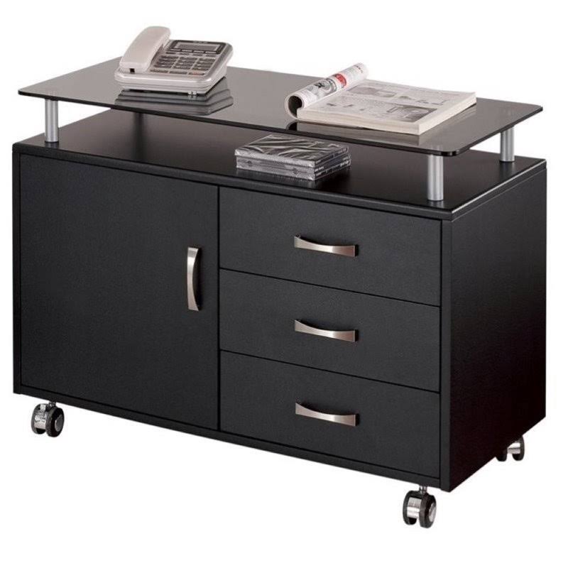 3 Drawer Wood Storage Cabinet in Graphite N25800