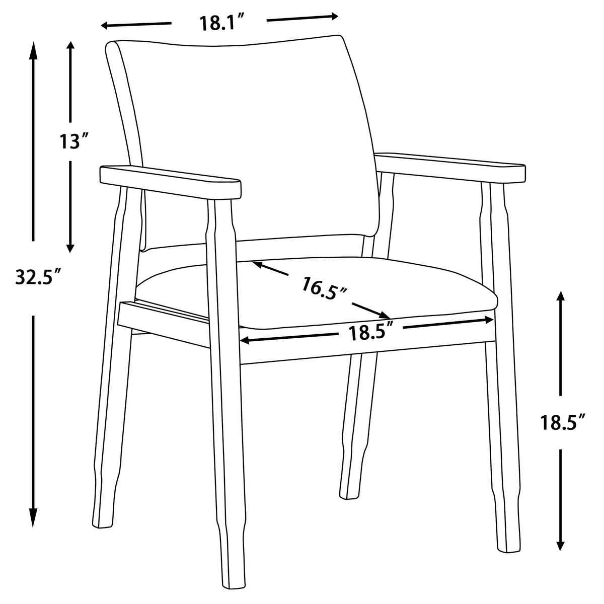 Black PU Leather Upholstered Arm Chair, Set of 1 V585268