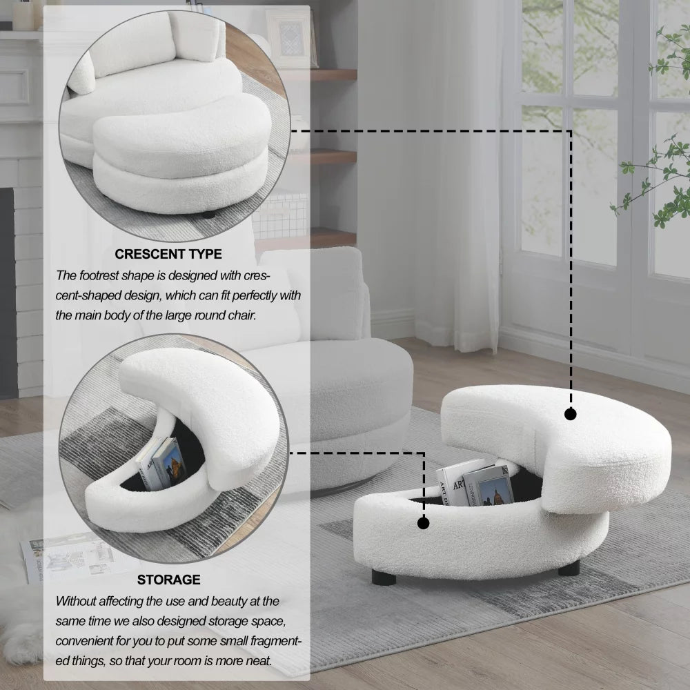 Oversized Swivel Barrel Chair with Ottoman and 4 Pillows U30191