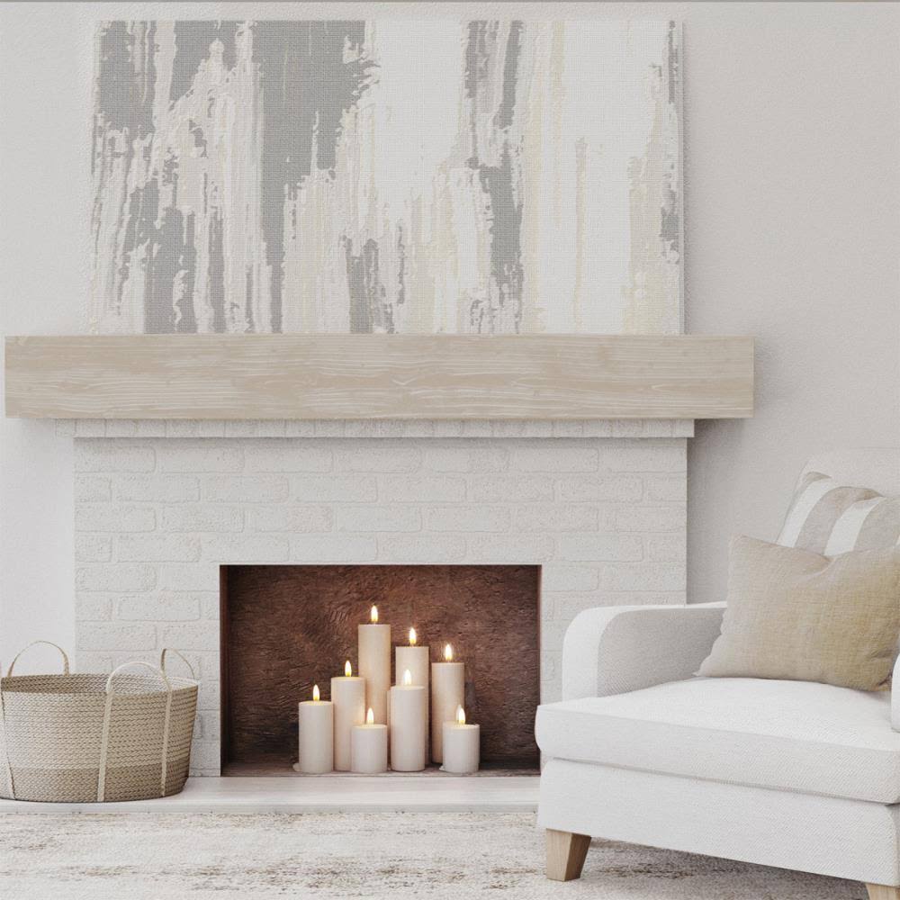 Sandblasted Faux Wood Fireplace Mantel, White Washed E223