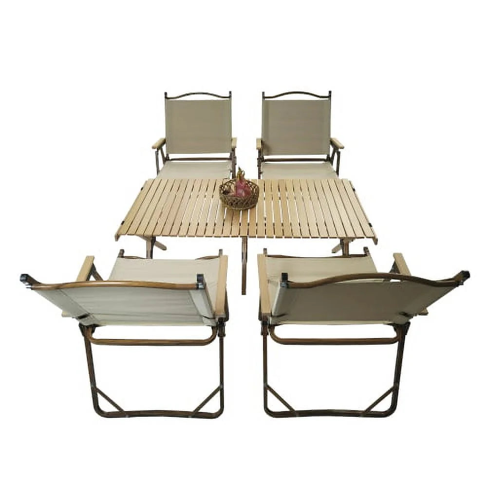Foldable Portable Dining Set with 1 Table & 4 Chairs Z3572