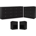 Black Engineered Wood 3 Drawer Chest 6 Drawer Dresser & Nightstand K1245