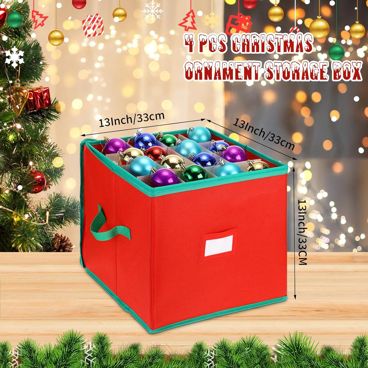 4 Pcs Christmas Ornament Storage Box with 16 Trays J228
