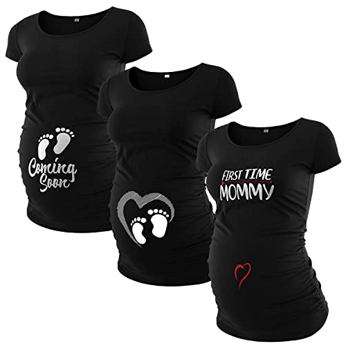 Pack of 3 Maternity Shirts with Ruched Sides A3316