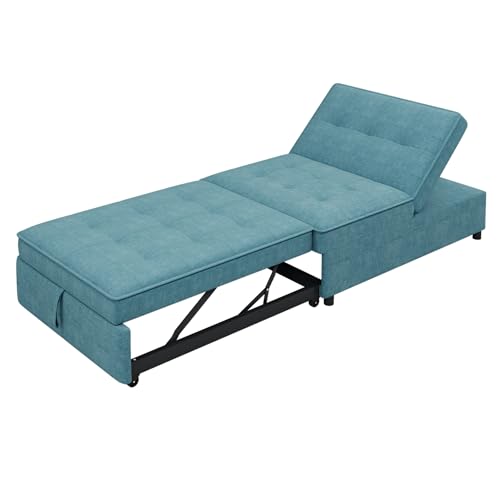 White 4-in-1 Sleeper Sofa Chair Bed with Storage Pocket and USB Port V352