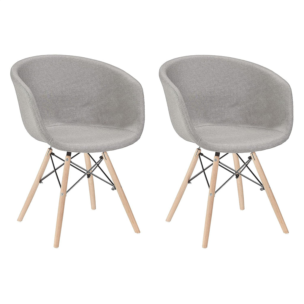 Mid Century Molded Plastic Shell Arm Chair 2 PCs Pack-Light White N57998
