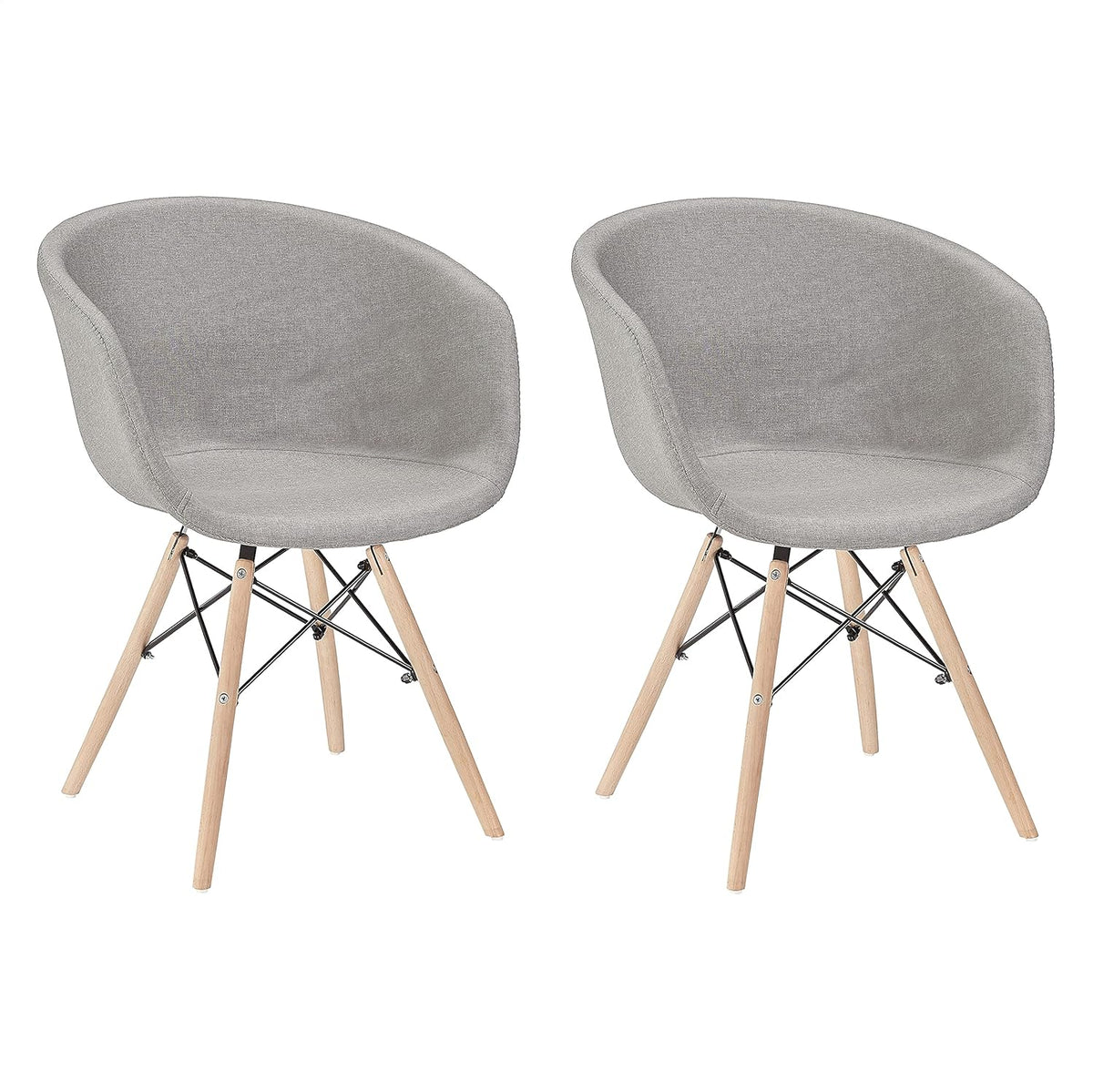 Mid Century Molded Plastic Shell Arm Chair 2 PCs Pack-Light White N57998