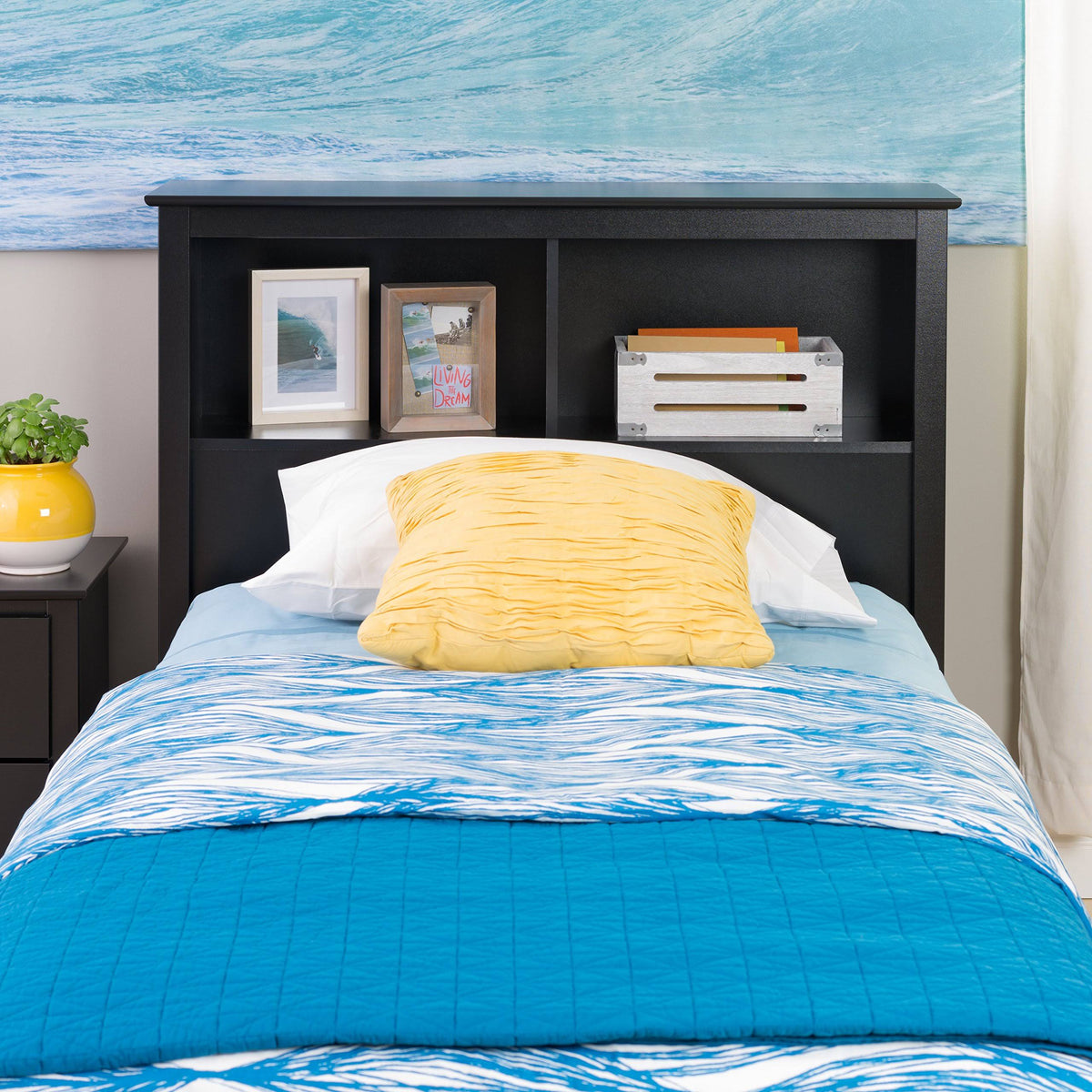 Black Twin Bookcase Headboard C2900