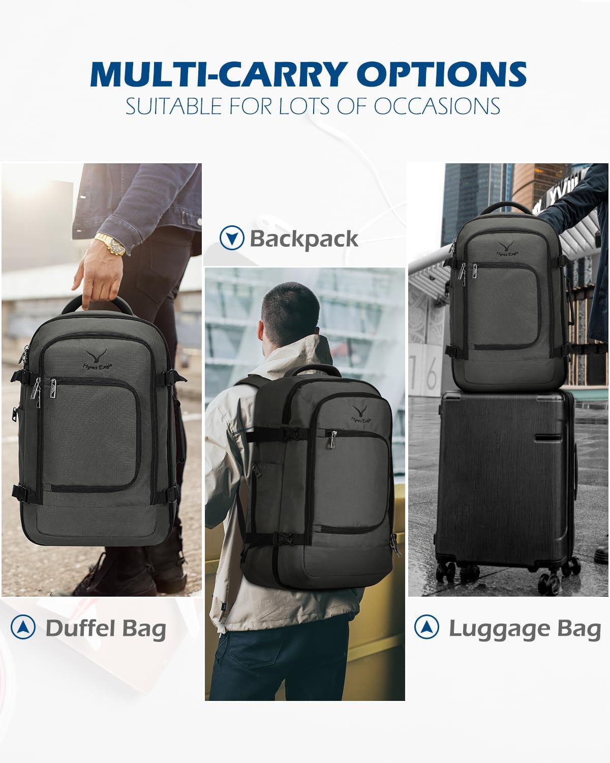40L Blue with Grey Travel Backpack G80693