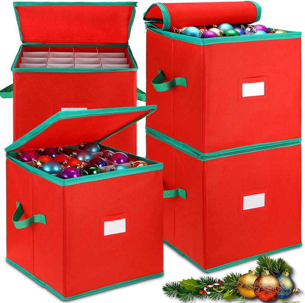 4 Pcs Christmas Ornament Storage Box with 16 Trays J228