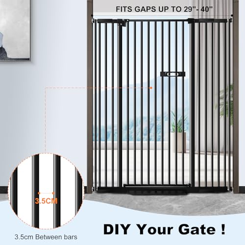 59" Extra Tall Metal Cat Gate, Auto Close (Black) V1491