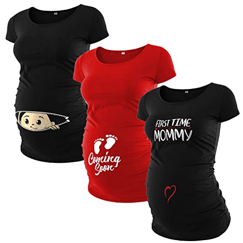 Pack of 3 Maternity Shirts with Ruched Sides A3316