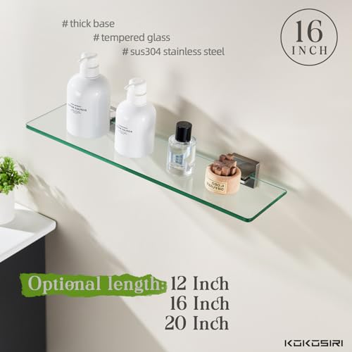 16'' x 5.6'' Tempered Glass Wall Mounted Shelf P8558