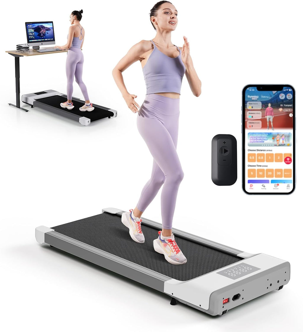 White Portable Walking Treadmill with Remote Control LED Display U78321