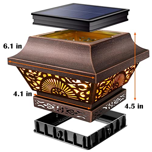 2 Pack Black Metal Solar Post Cap Lights F936