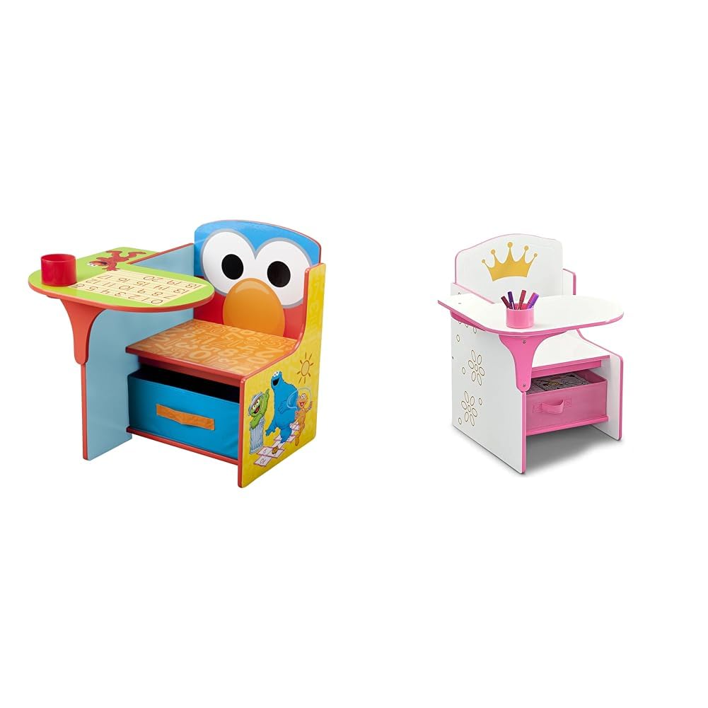 White/Pink Chair Desk with Storage Bins K1776