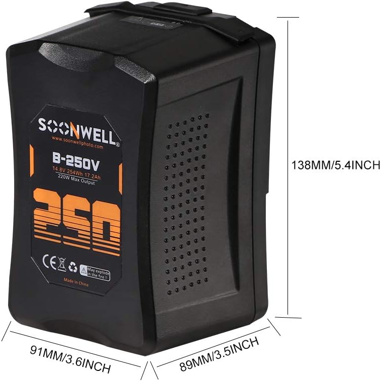 250Wh Lithium-Ion V-Mount Battery with Dual D-Tap & USB Port F5873