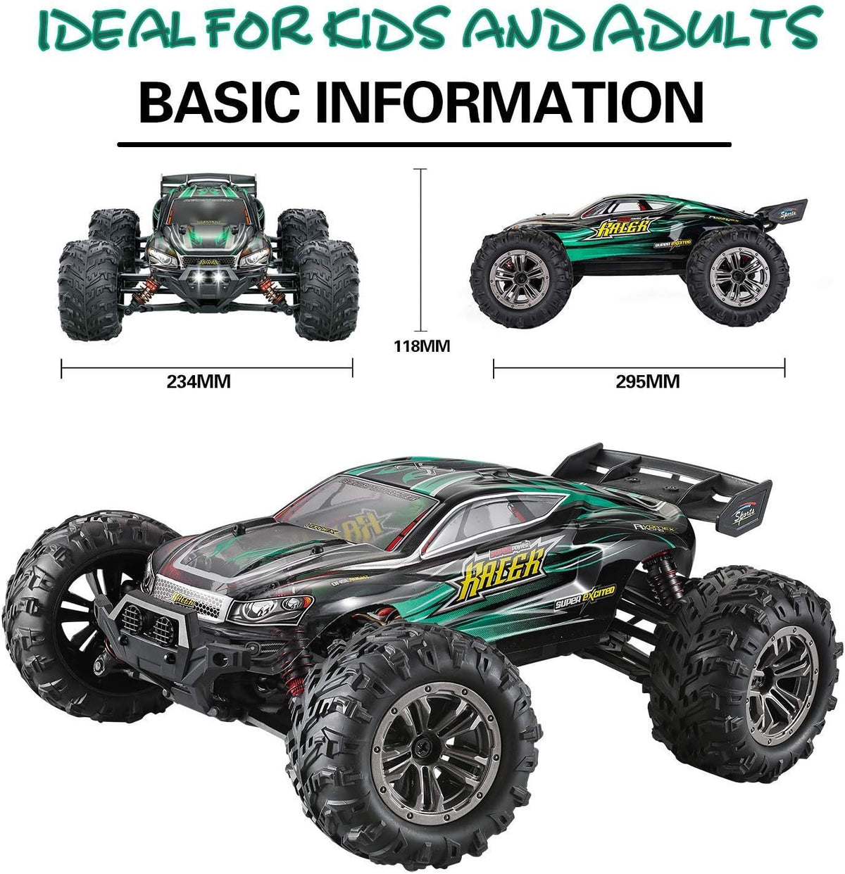 1:16 Scale 4x4 Remote Control Car, 40+ KM/H Waterproof Off-Road RC Truck C122