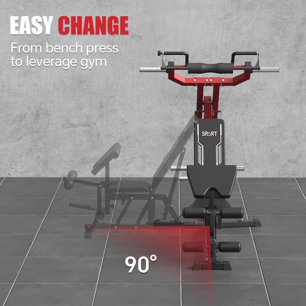 Red Multifunctional Strength Training Station with Multi Bench Press B392