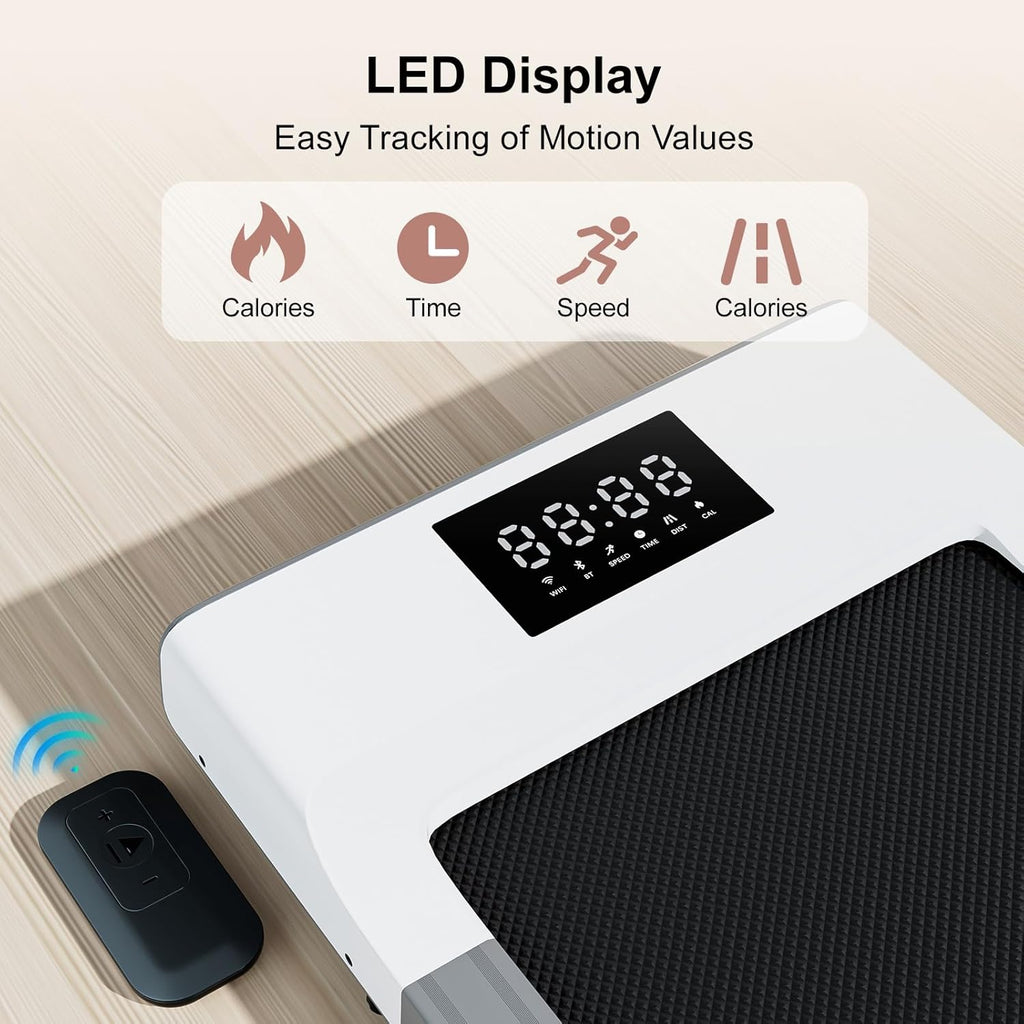 White Portable Walking Treadmill with Remote Control LED Display U78321