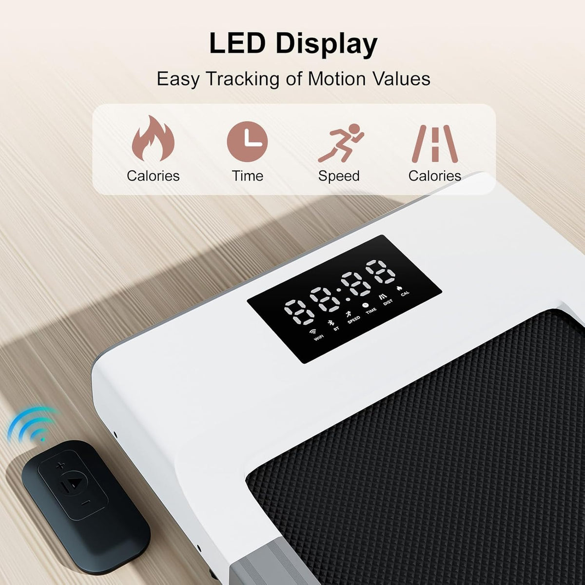 White Portable Walking Treadmill with Remote Control LED Display U78321