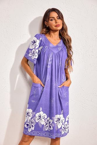 Floral Print Nightgown with Pockets Mumu Dress O29338