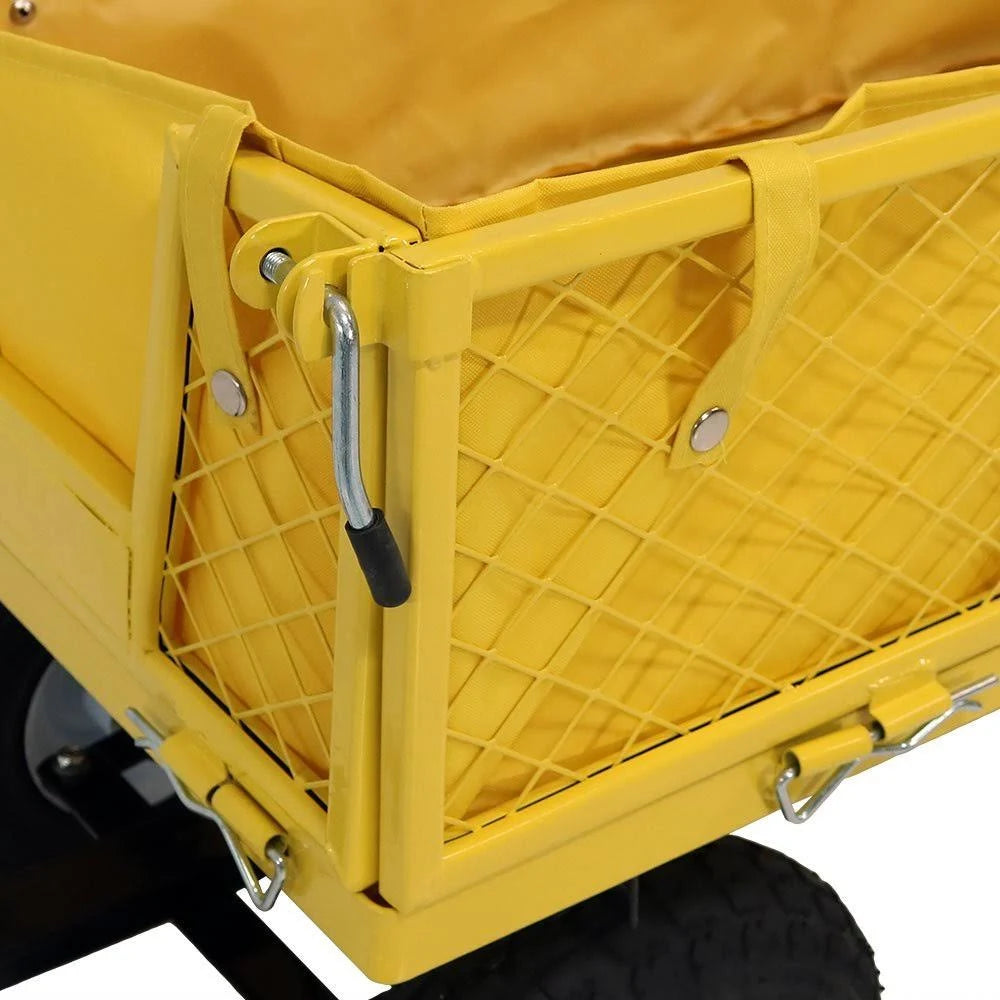 Yellow Utility Cart with Folding Sides and Liner Set D22504
