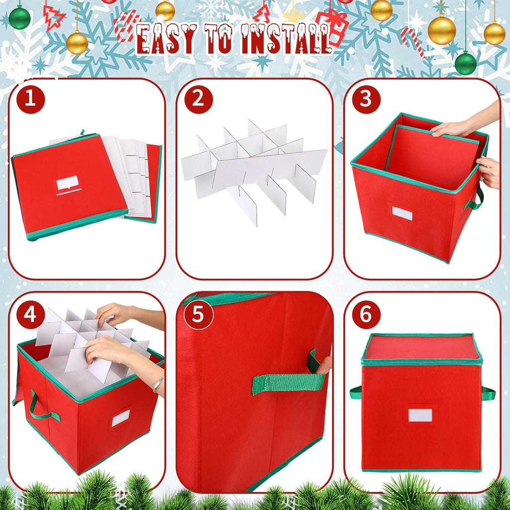4 Pcs Christmas Ornament Storage Box with 16 Trays J228