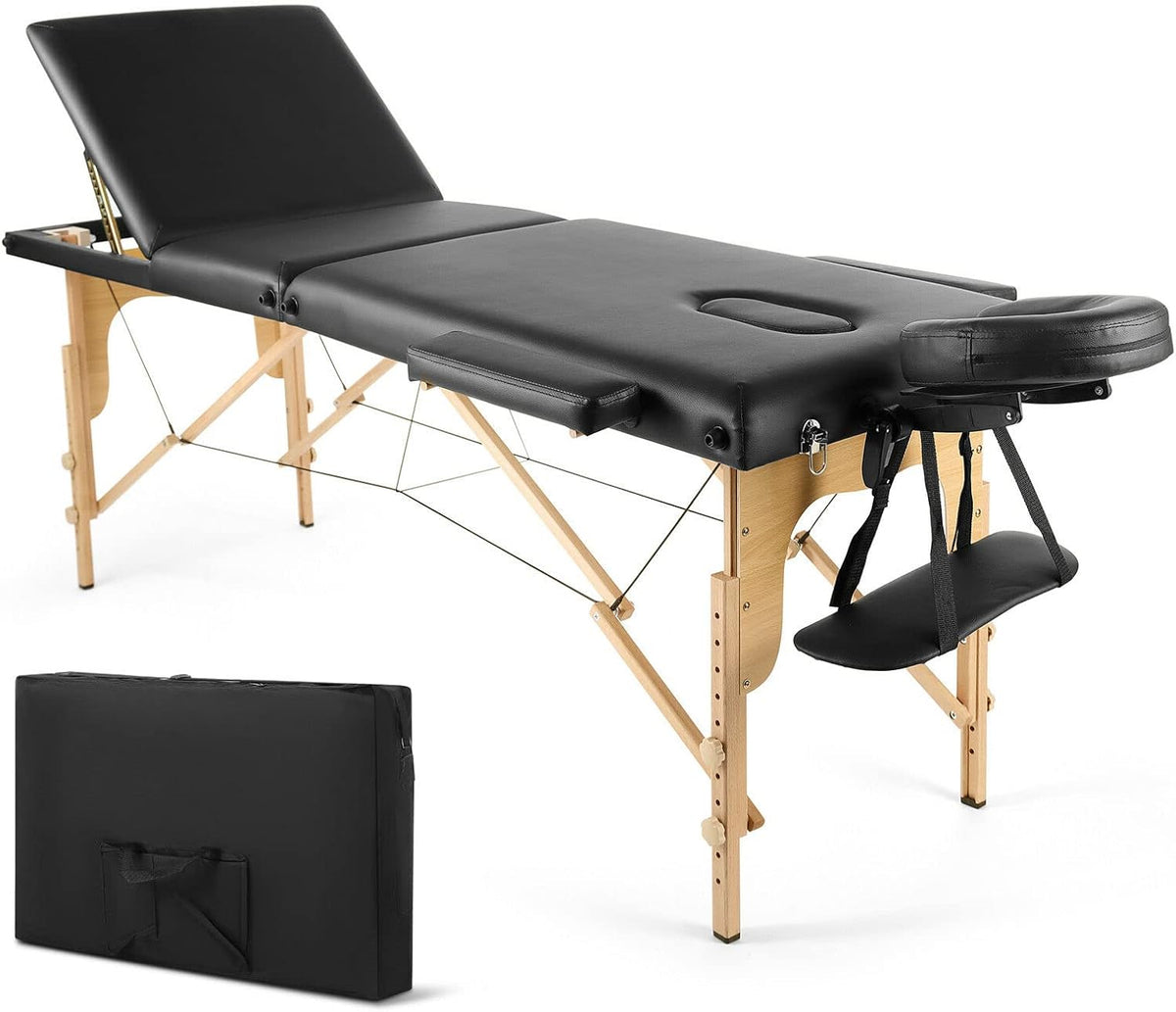 Black Adjustable Massage Table with Carrying Bag A47473