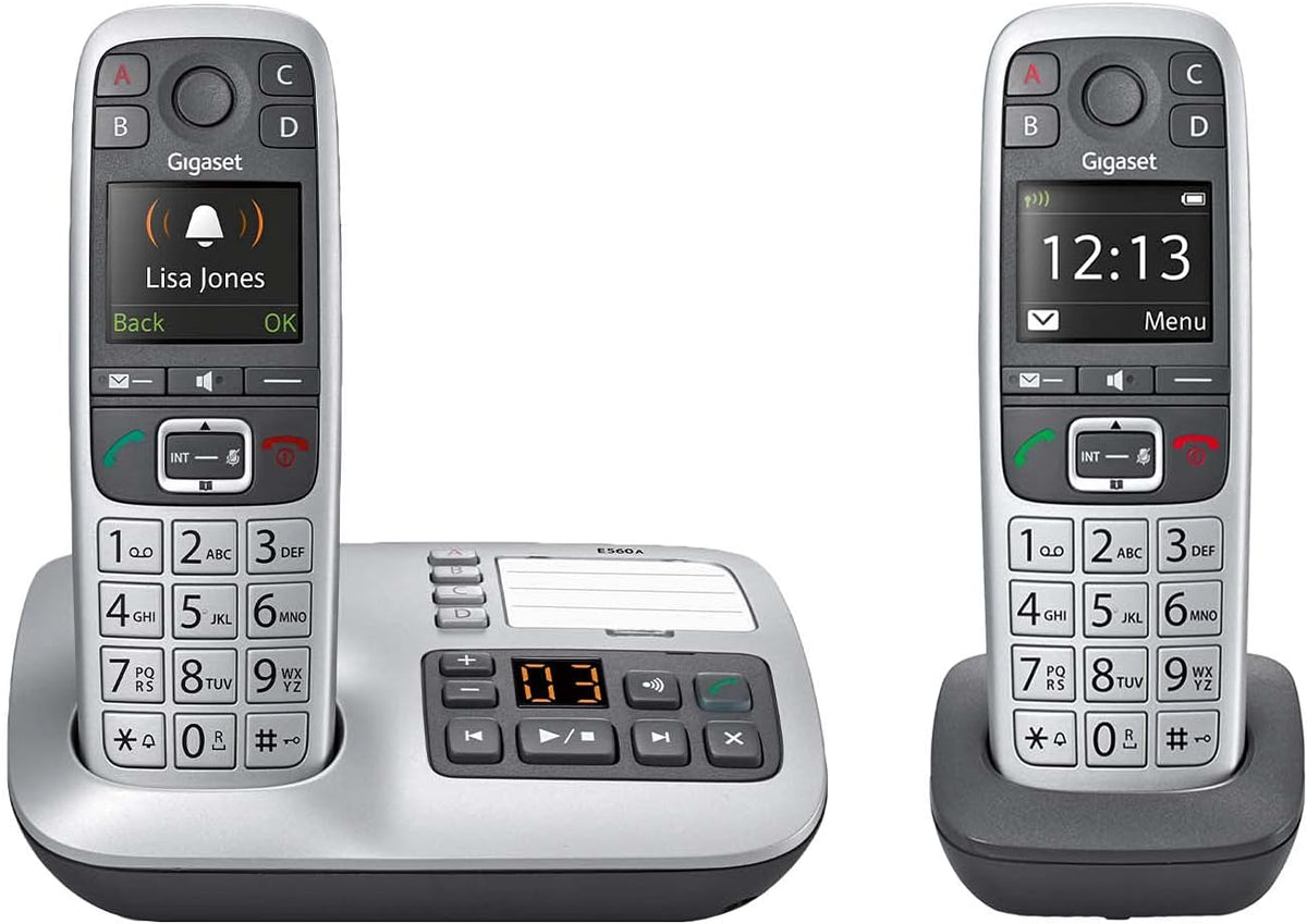 Two Cordless Phones with Answering Machine, Extra Large Keys, Pack of 2 Z573