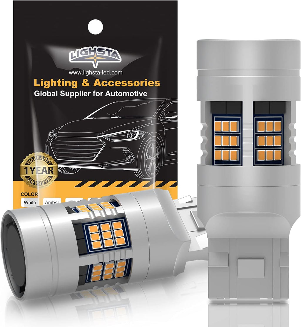 7443 7444 T20 992 7444NA Switchback LED Bulbs Dual Color Amber Yellow Turn Signal White Daytime Running Parking Lights Pack of 2 Q800