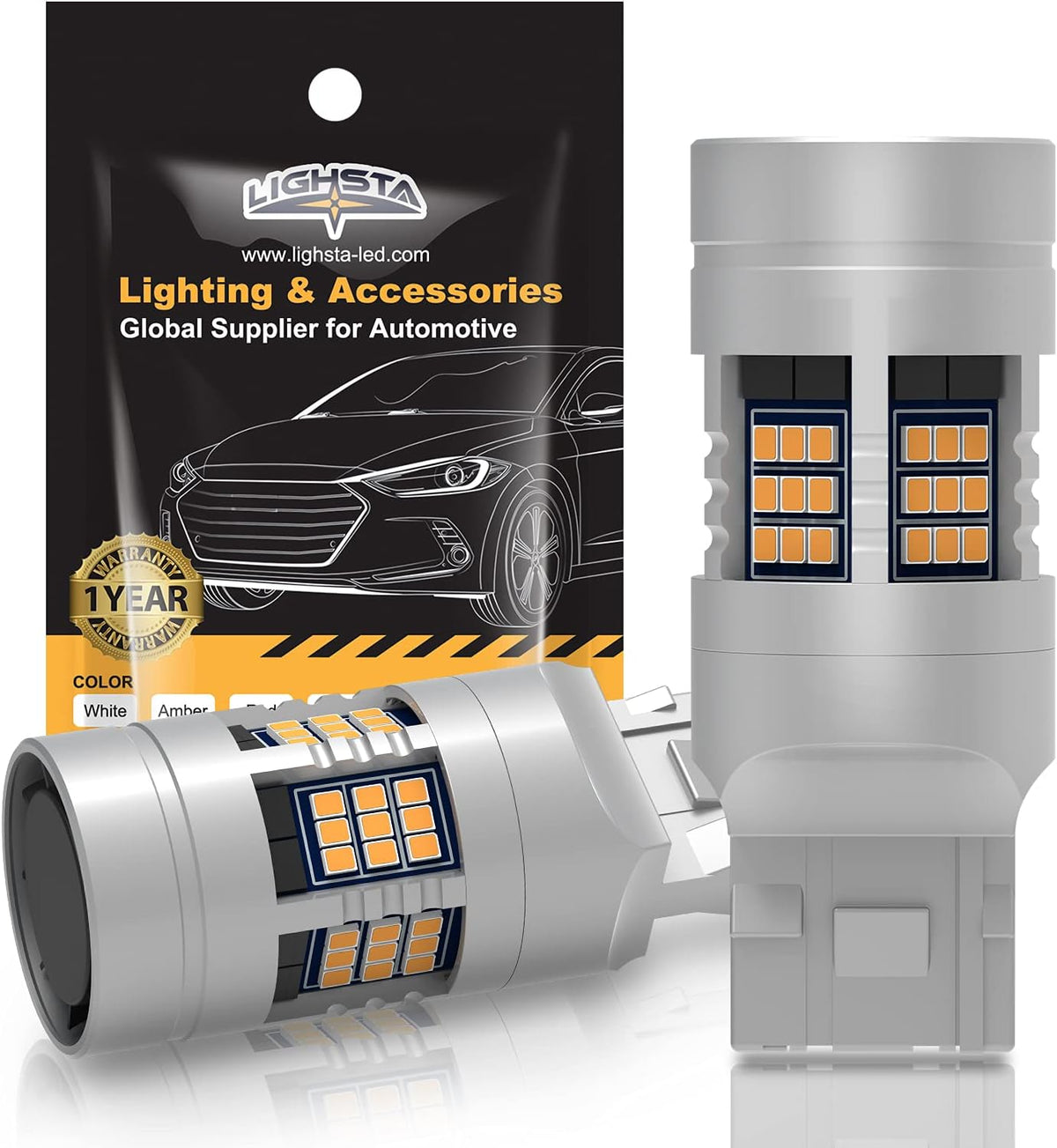 7443 7444 T20 992 7444NA Switchback LED Bulbs Dual Color Amber Yellow Turn Signal White Daytime Running Parking Lights Pack of 2 Q800